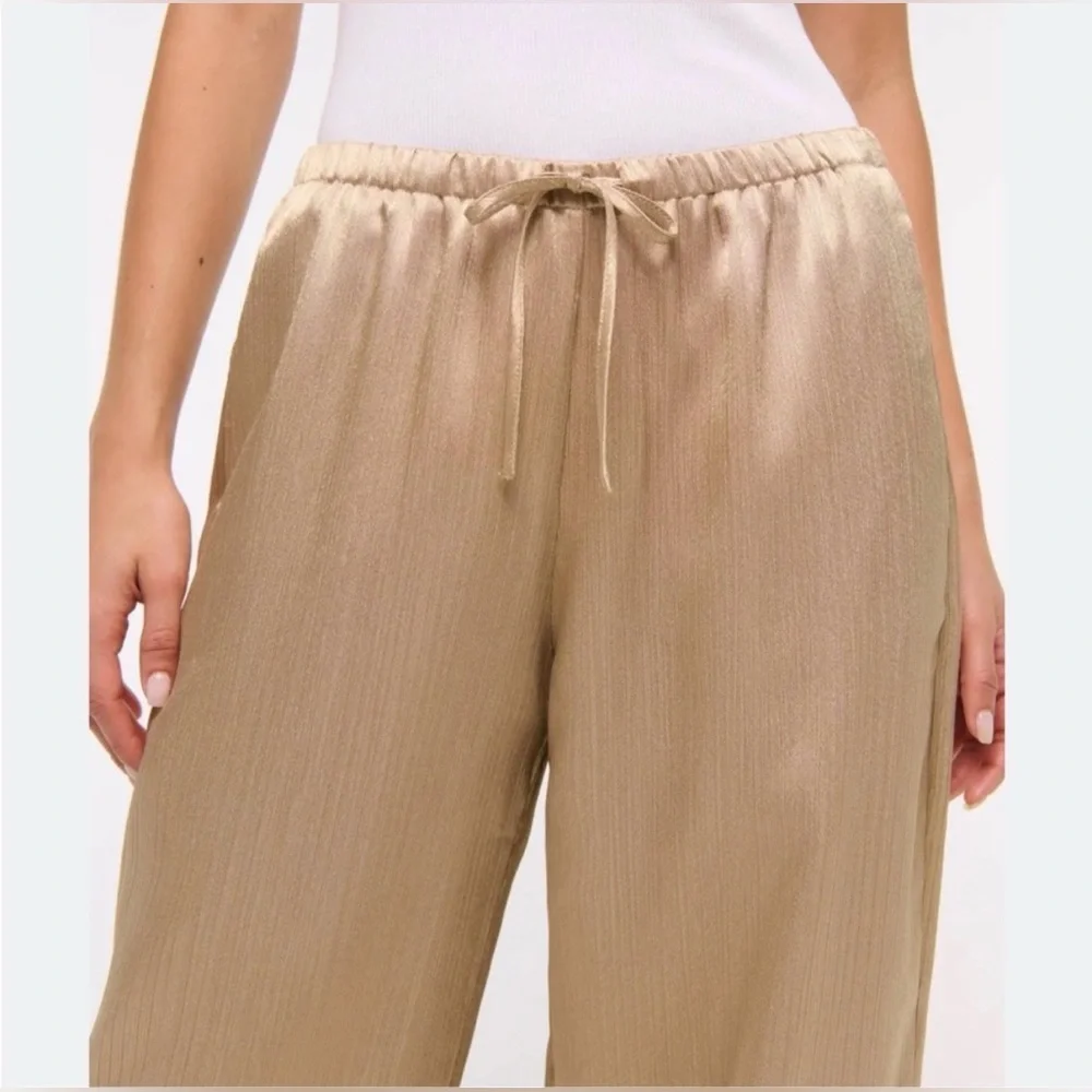 A&F Gold Metallic Pleated Wide Leg Pants L | Holiday Party NYE Outfit - Picture 4 of 13